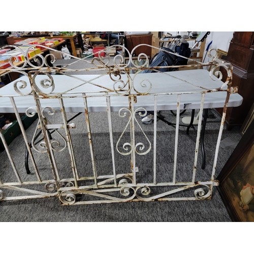 526 - 2x wrought iron gates for a driveway with scroll design width per gate of 114cm