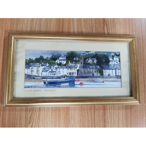 133 - 2x framed and glazed pictures inc an original watercolour of Aberdyfi church road signed to the lowe... 