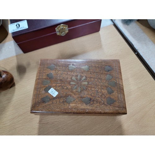 9 - Quantity of wooden treen items including good quality trinket boxes, solid burr quil box, pair of wo... 