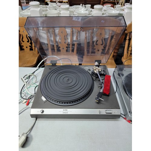 10 - 2x record player turntables to include a Hitachi Uni-Torque HT 353 Direct Drive turn table along wit... 