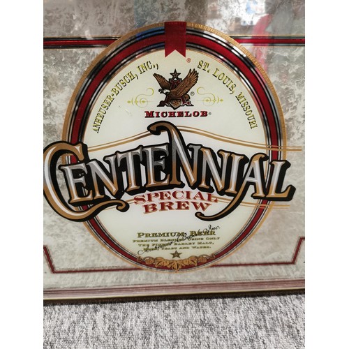 140 - Framed Centennial special brew advertising pub sign with mottled glass in good overall condition hei... 