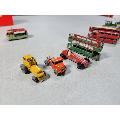 18 - Collection of Diecast vehicles to include trucks, buses, cars and trains with various brands, Yester... 