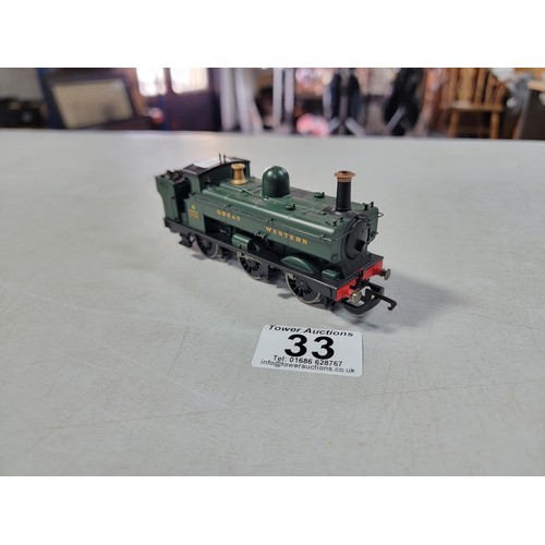 33 - Hornby R1077 class 2721 open cab pannier tank locomotive No.2728 real coal in bunker driver on foot ... 