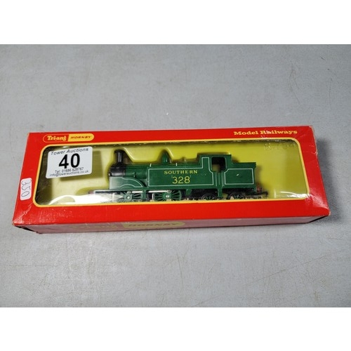 40 - Vintage Tri-ang Hornby R868 class M7 0-4-4 locomotive southern 328 opening smoke door and working fi... 