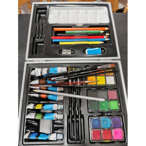 188 - Quantity of artist items to include cased paint set, pencils along with an unusual empty photo album... 