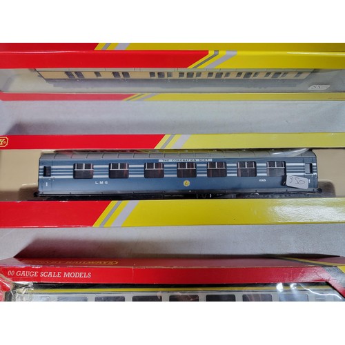 52 - 8x Boxed assorted coaches includes 3x lovely blue and silver Scott coaches, intercity MK3 and buffet... 