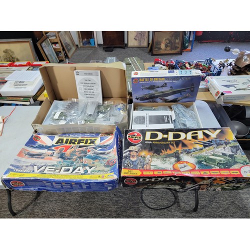 61 - 4x large airfix model kits all boxed 3 of the boxes appear unused the D-Day set is partial built all... 