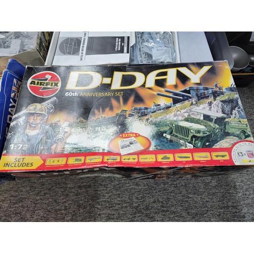 61 - 4x large airfix model kits all boxed 3 of the boxes appear unused the D-Day set is partial built all... 