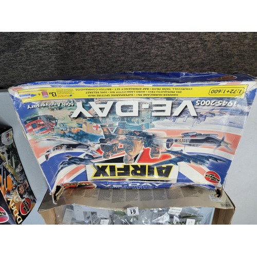 61 - 4x large airfix model kits all boxed 3 of the boxes appear unused the D-Day set is partial built all... 