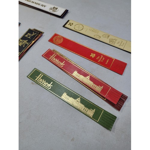 77 - large quantity of various genuine leather book marks each one having a different motif which include... 