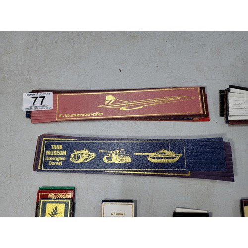 77 - large quantity of various genuine leather book marks each one having a different motif which include... 