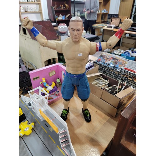 78 - Large quantity of various large scale model vehicals along with a large WWE John Cena figure 2018, s... 