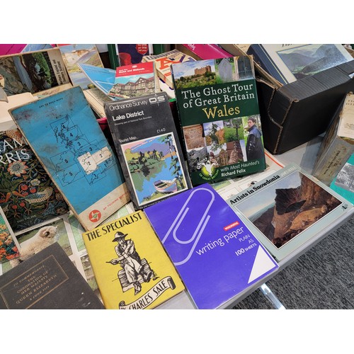 83 - A large quantity of various books along with ordinance survey maps, a Halls auction book, a Discover... 