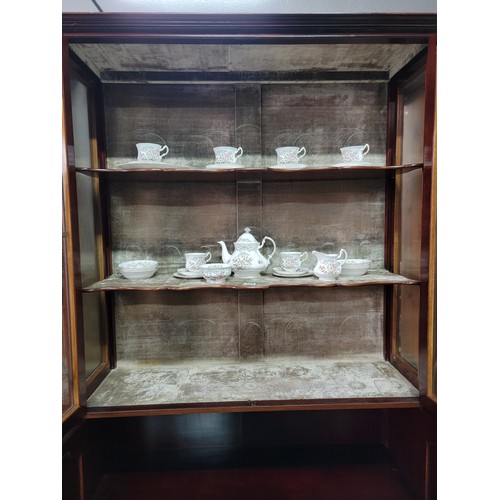 579 - Superb glazed display cabinet Edwardian mahogany with two glass doors and two doors to lower section... 