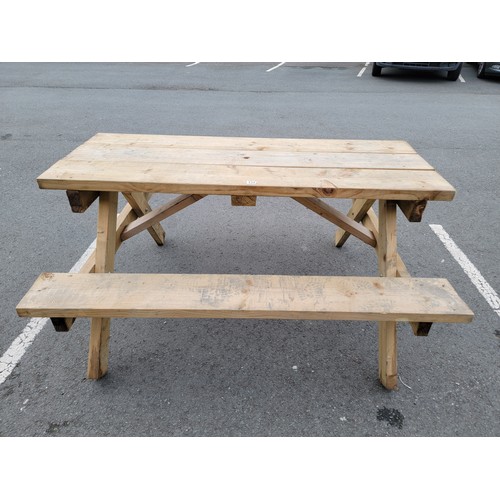 534 - Good quality hand made picnic bench using good quality thick gauge timber built with a sturdy constr... 