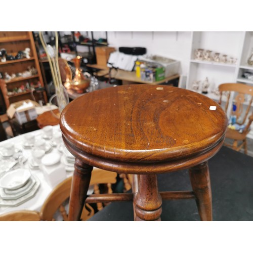 566 - Fab solid elm antique child's chair along with a sold elm antique stool, both with great patinas and... 