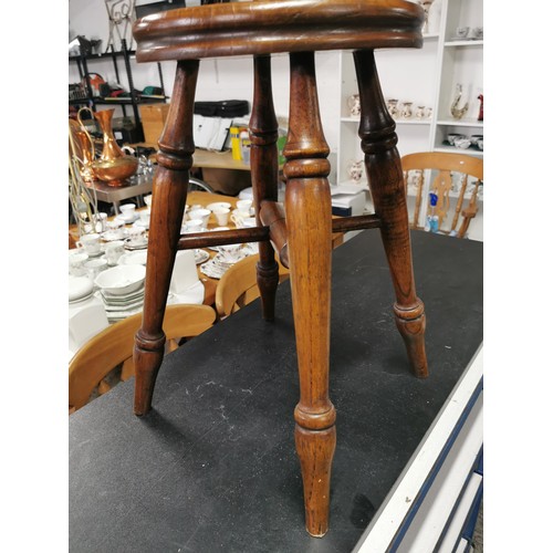 566 - Fab solid elm antique child's chair along with a sold elm antique stool, both with great patinas and... 