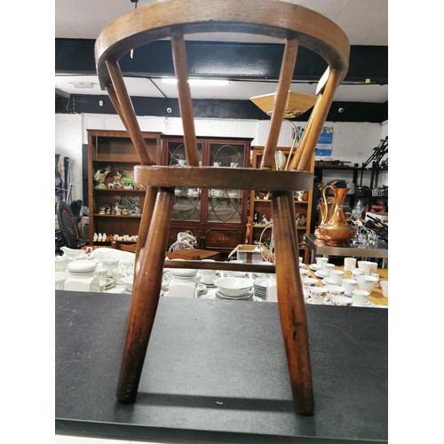 566 - Fab solid elm antique child's chair along with a sold elm antique stool, both with great patinas and... 