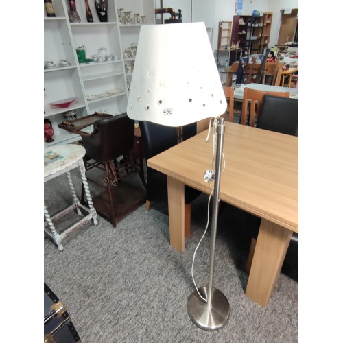 581A - A chrome floor standing lamp with concertina arm in good overall condition and complete with shade. ... 