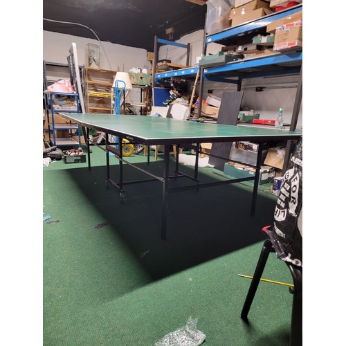 535 - Full size Table tennis table by Butterfly standing on castored trolley all complete no accessories i... 