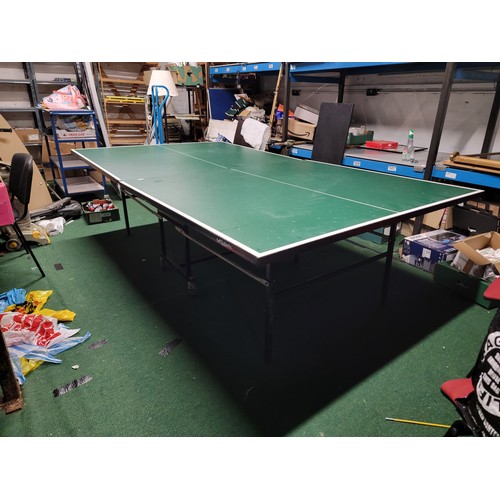 535 - Full size Table tennis table by Butterfly standing on castored trolley all complete no accessories i... 