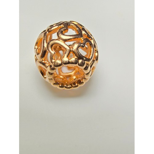 323 - Pandora Rose Gold Hearts All over Charm crafted with a 14K Rose Gold blend marked ALE R.