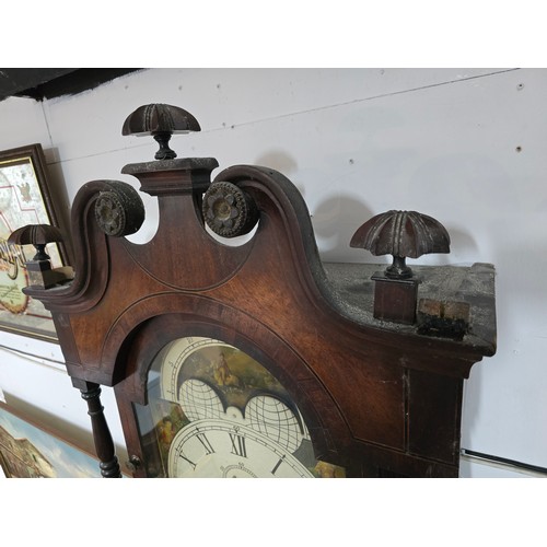 139 - Victorian mahogany 8 day long case / grandfather clock chiming on a bell with seconds subsidiary dia... 