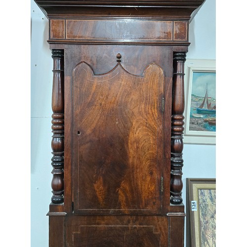 139 - Victorian mahogany 8 day long case / grandfather clock chiming on a bell with seconds subsidiary dia... 