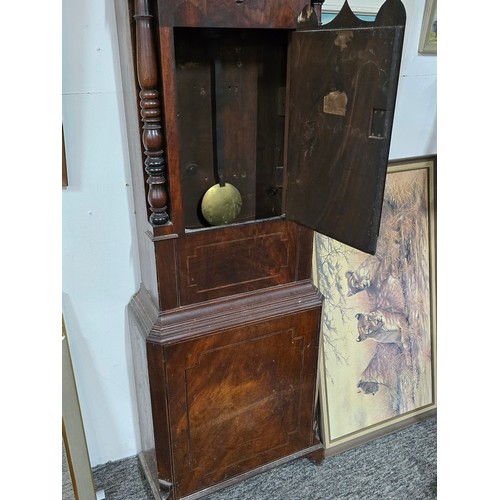 139 - Victorian mahogany 8 day long case / grandfather clock chiming on a bell with seconds subsidiary dia... 