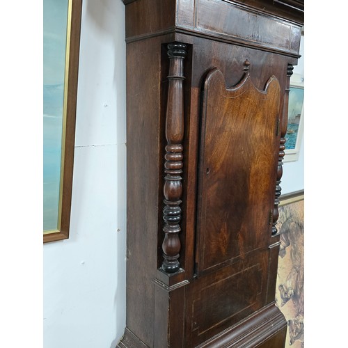 139 - Victorian mahogany 8 day long case / grandfather clock chiming on a bell with seconds subsidiary dia... 