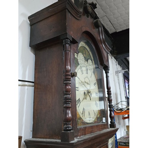 139 - Victorian mahogany 8 day long case / grandfather clock chiming on a bell with seconds subsidiary dia... 