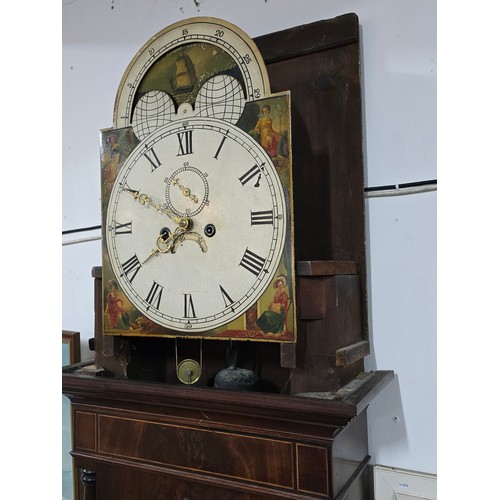 139 - Victorian mahogany 8 day long case / grandfather clock chiming on a bell with seconds subsidiary dia... 