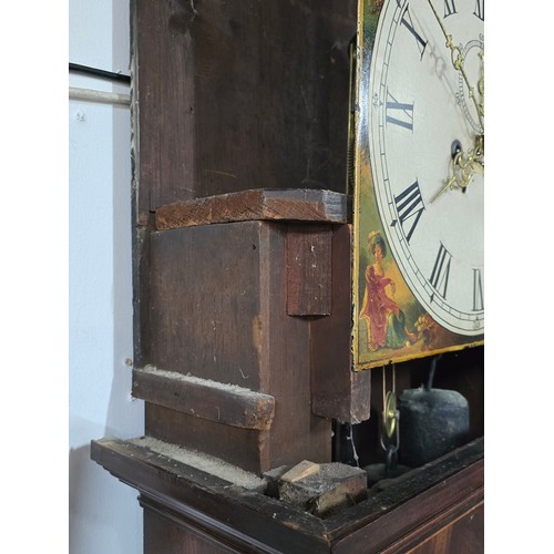 139 - Victorian mahogany 8 day long case / grandfather clock chiming on a bell with seconds subsidiary dia... 