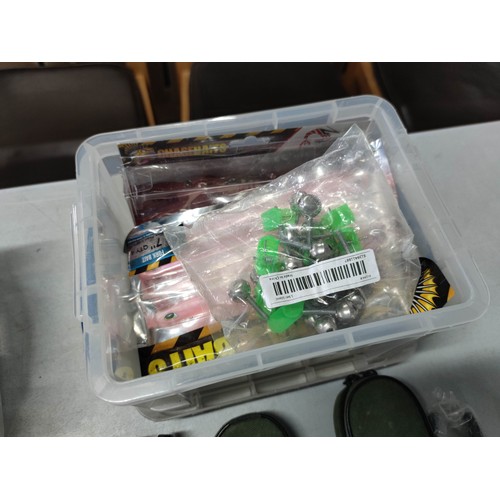 3 - Box full of various sea fishing tackle and sea fishing accessories inc. bait alarms, sealed lures, f... 