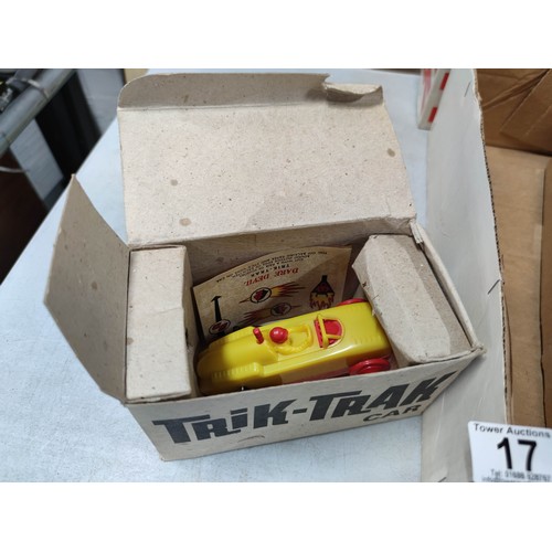 17 - Vintage 1960's boxed Trik Trak game set appears to be complete in its original box with 2x cars and ... 