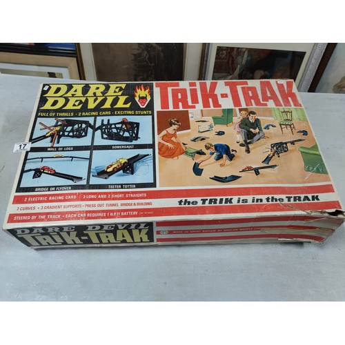 17 - Vintage 1960's boxed Trik Trak game set appears to be complete in its original box with 2x cars and ... 