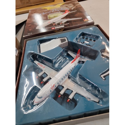 33 - 2x boxed Corgi classics diecast model aeroplanes inc a Bristol 175 Britannia 312 Monarch airlines pl... 