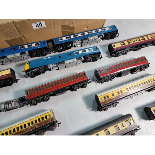 40 - Box contining a quantity of dummy locos and carriages made by Tri-ang, Lima, Hornby etc inc Pullman ... 