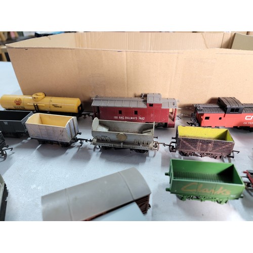 41 - Box containing a quantity of rolling stock inc Shell fuel tank, stock carriages, Esso, Dearne Valley... 