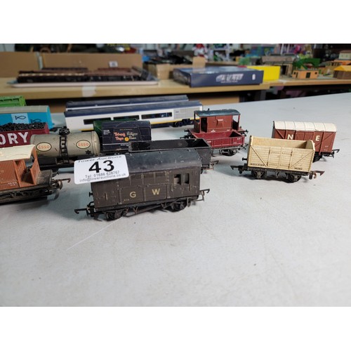 43 - Large quantity of rolling stock by Tri-ang and Hornby inc Shell rolling stock, Cory coal wagon, Pedi... 