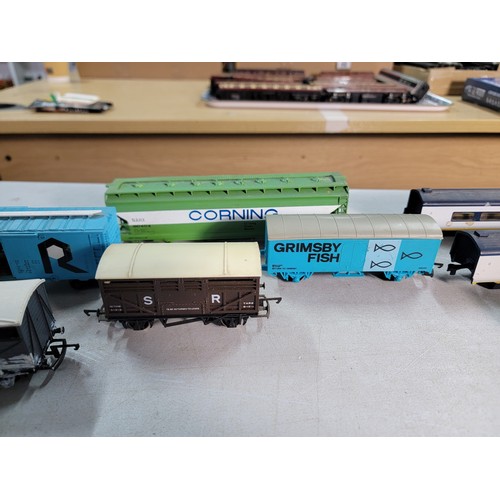 43 - Large quantity of rolling stock by Tri-ang and Hornby inc Shell rolling stock, Cory coal wagon, Pedi... 