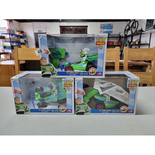 49 - 3x Toy story 4 RC buzz lightyear turbo buggys all complete with remotes and instructions in as new c... 