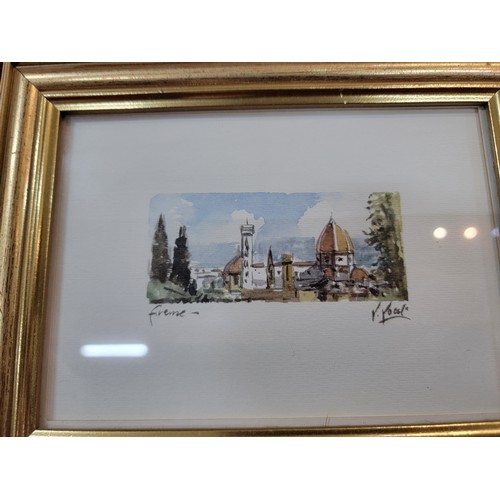 195 - Collection of 4x original miniature watercolours inc scenes of the Vatican City, Venice scenes, one ... 