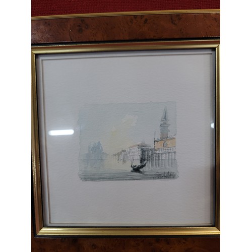 195 - Collection of 4x original miniature watercolours inc scenes of the Vatican City, Venice scenes, one ... 