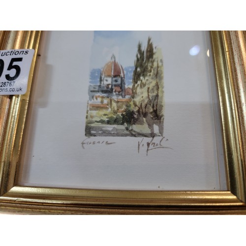 195 - Collection of 4x original miniature watercolours inc scenes of the Vatican City, Venice scenes, one ... 