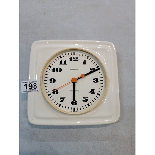 198 - Good quality vintage 1970's ceramic Kienzle wall clock with vintage quartz movement, missing its gla... 