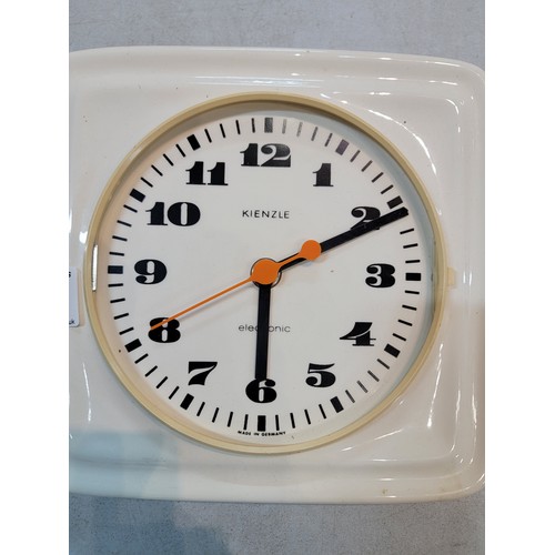 198 - Good quality vintage 1970's ceramic Kienzle wall clock with vintage quartz movement, missing its gla... 