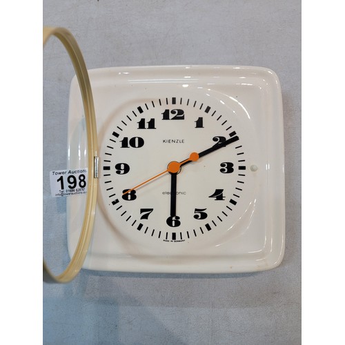 198 - Good quality vintage 1970's ceramic Kienzle wall clock with vintage quartz movement, missing its gla... 