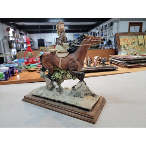 205 - A Large good quality Capodimonte signed horse figure with lady rider in good order height of 35cm le... 