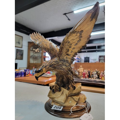 208 - Large Capodimonte figure of a bird of prey on a rock formation, has the capodimonte stamp to the bac... 